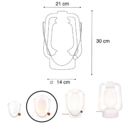 QAZQA Tafellamp Oplaadbaar 30 Cm IP44 Wit - Storm Small 6 QAZQA Tafellamp Oplaadbaar 30 Cm IP44 Wit - Storm Small -Tafel Trend Goedkope Winkel 1000014991 0102