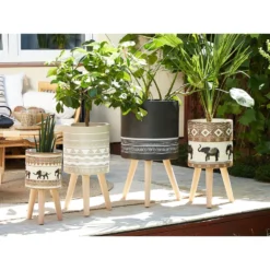 Beliani Plantenbak Voor Buiten ACHILIO - Bruin Magnesiumoxide -Tafel Trend Goedkope Winkel 1000018186 0103