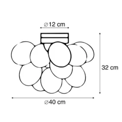QAZQA Design Plafondlamp Zwart Met Amber Glas 4-lichts - Uvas -Tafel Trend Goedkope Winkel 1000025196 0102