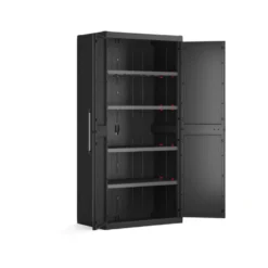 Keter Detroit XL Hoge Kast - 4 Planken - 89x54x182cm - Zwart -Tafel Trend Goedkope Winkel 1000031553 0103