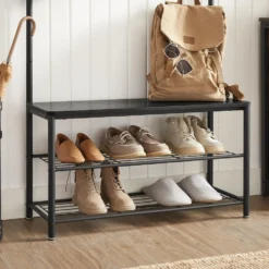 ACAZA XL Garderoberek Met Schoenenbank, Kapstok En Schoenenrek, 11 Haken, Zwart -Tafel Trend Goedkope Winkel 1000034356 0103