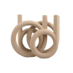 Tafel Trend Goedkope Winkel 37 PRESENT TIME Kandelaar Rings - Polyresin - Zandbruin - 38x14,5x30cm