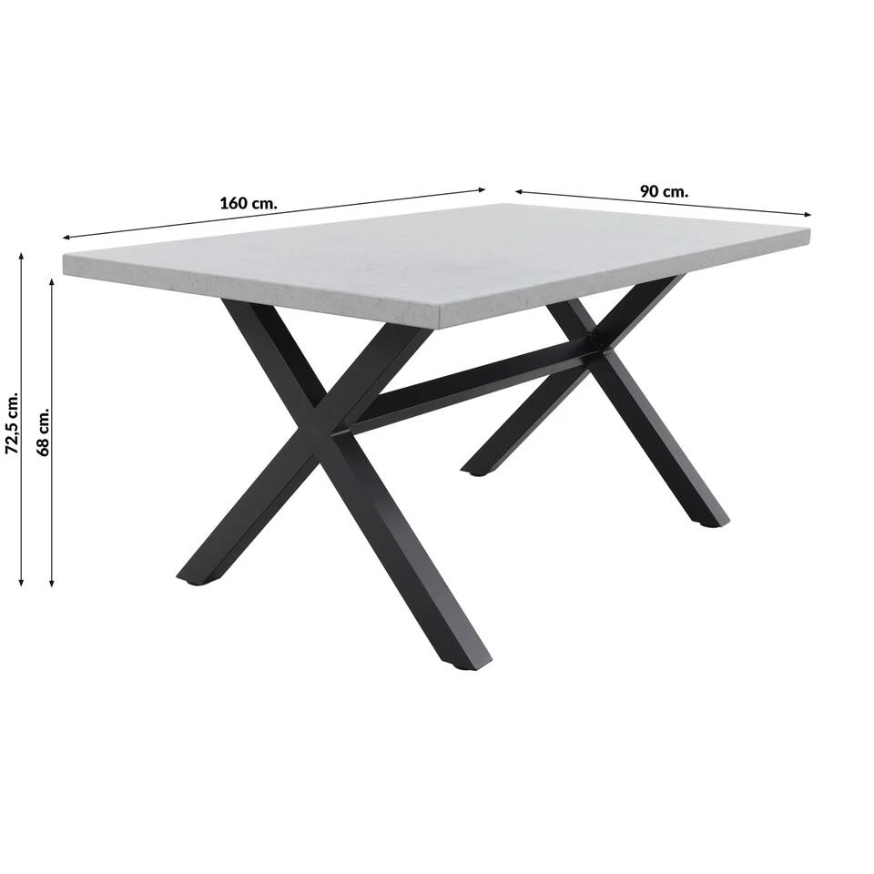 Verona Betonlook Tuintafel 160 X 90 Cm. - Black 2 Verona Betonlook Tuintafel 160 X 90 Cm. - Black - Afbeelding 2