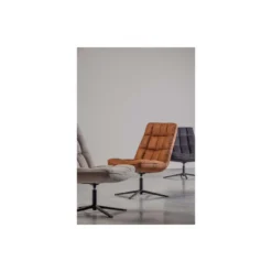 WOOOD Dirkje Draaifauteuil - Leerlook - Cognac - 101x70x85 -Tafel Trend Goedkope Winkel 1000052487 0102