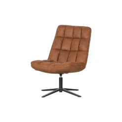 WOOOD Dirkje Draaifauteuil - Leerlook - Cognac - 101x70x85 -Tafel Trend Goedkope Winkel 1000052487 0103