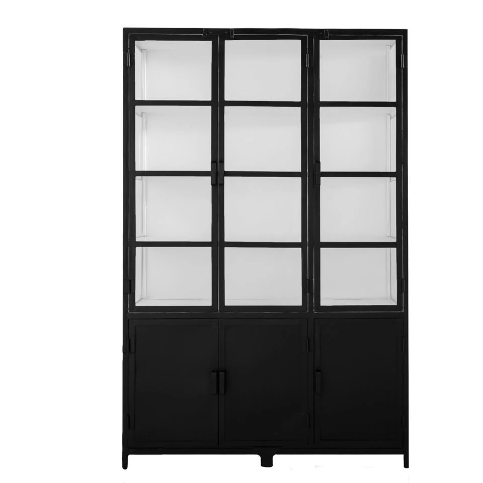 Giga Meubel Vitrinekast Zwart/Wit - Metaal - 150x50x230cm - Kast Lott 2 Giga Meubel Vitrinekast Zwart/Wit - Metaal - 150x50x230cm - Kast Lott - Afbeelding 2