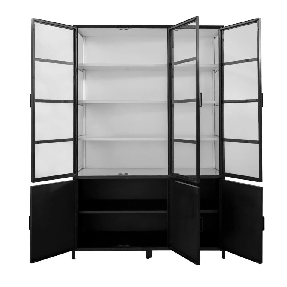 Giga Meubel Vitrinekast Zwart/Wit - Metaal - 150x50x230cm - Kast Lott 4 Giga Meubel Vitrinekast Zwart/Wit - Metaal - 150x50x230cm - Kast Lott - Afbeelding 4