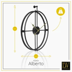 LW Collection Wandklok Alberto Zwart Met Gouden Wijzers 42cm -Tafel Trend Goedkope Winkel 1000064278 0102
