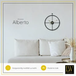 LW Collection Wandklok Alberto Zwart Met Gouden Wijzers 42cm -Tafel Trend Goedkope Winkel 1000064278 0103