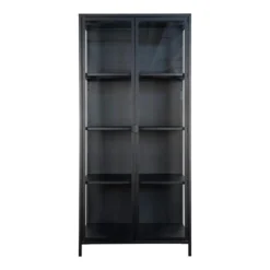 Giga Meubel Vitrinekast Metaal Zwart - 35x80x175cm - Kast Brisbane