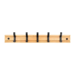 QUVIO Kapstok Bamboo Verschuifbare Haken Hout