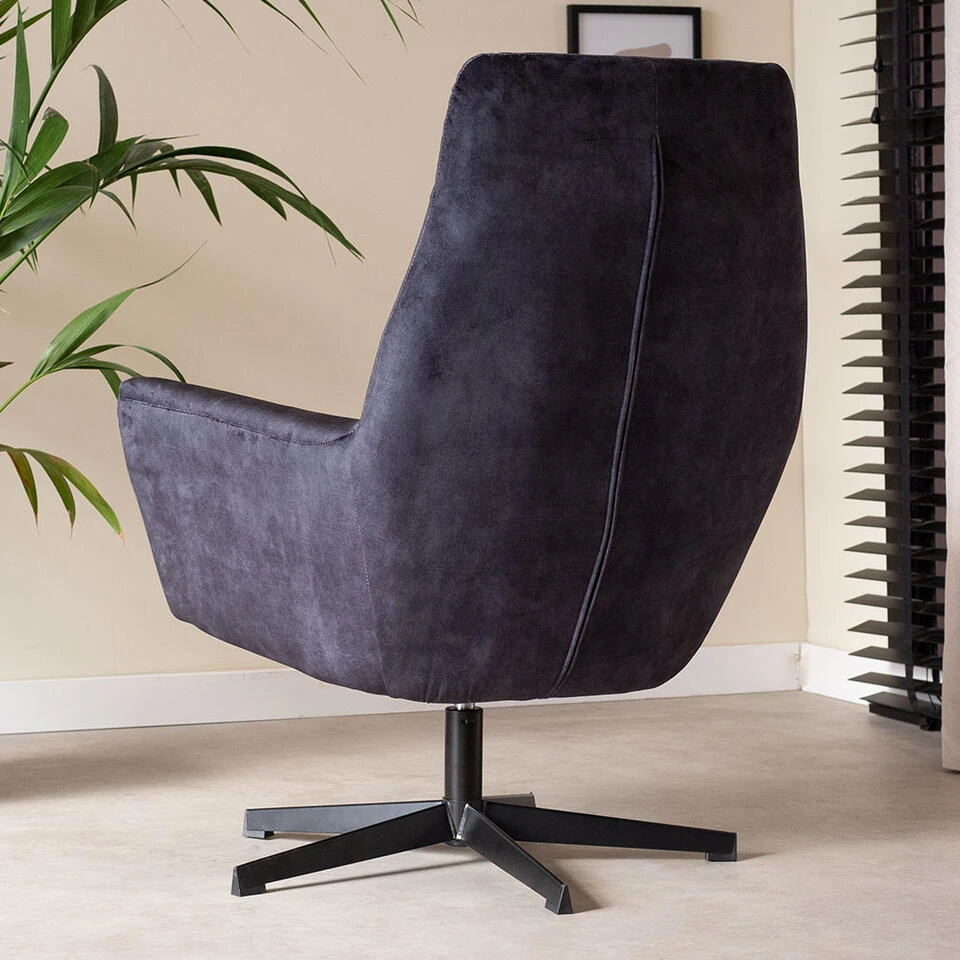 Fauteuil Draaibaar Casper Velvet Antraciet - Stof - Grijs 2 Fauteuil Draaibaar Casper Velvet Antraciet - Stof - Grijs - Afbeelding 2
