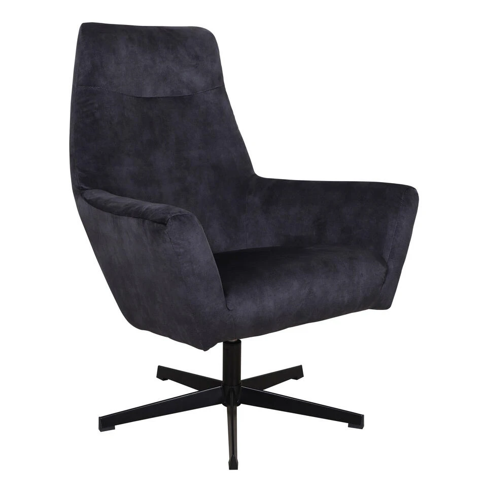 Fauteuil Draaibaar Casper Velvet Antraciet - Stof - Grijs 4 Fauteuil Draaibaar Casper Velvet Antraciet - Stof - Grijs - Afbeelding 4