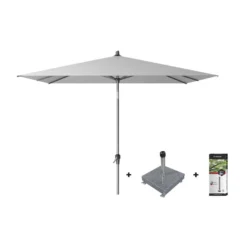 Platinum Riva Stokparasol 2.5x2.5 - Light Grey Met Voet En Hoes