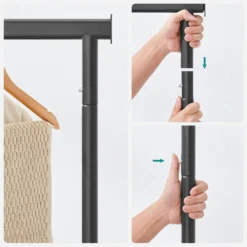 O'DADDY® Kledingrek Op 4 Grote Wielen - Tot 130 Kg Stabiel - Zwart -Tafel Trend Goedkope Winkel 1000074129 0102