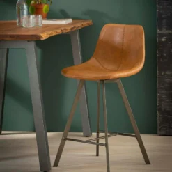 Barstoel Jill Kuip - Lederlook - Bruin 6 Barstoel Jill Kuip - Lederlook - Bruin -Tafel Trend Goedkope Winkel 1000076859 0102