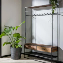 Garderobe Kapstok Brent 35x120x180cm - Hout - Grijs -Tafel Trend Goedkope Winkel 1000080538 0102