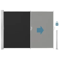 Tectake - Uittrekbaar Aluminium Windscherm Tuinscherm 200 X 300 Cm Zwart -Tafel Trend Goedkope Winkel 1000082547 0102