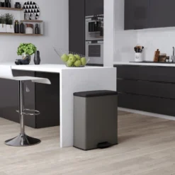 Curver Decobin Prullenbak - 65L - Rechthoekig - Cool Grey -Tafel Trend Goedkope Winkel 1000082953 0102