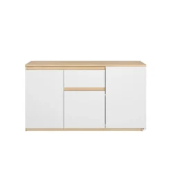 Diagone Draaibaar Bureau Gibril - Kast En Bureau In 1 - Wit/Eikenkleur