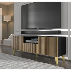 TV Meubel Ravenna P Painted MDF 56x150x42 Zwart 6 TV Meubel Ravenna P Painted MDF 56x150x42 Zwart -Tafel Trend Goedkope Winkel 1000088535 0102