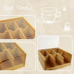 Orange85 Theedoos 6 Vaks Bamboe 20,5x22x10 Cm Kunststof -Tafel Trend Goedkope Winkel 1000090166 0111