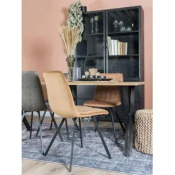 Romy Vitrinekast Industrieel Zwart - 35x120x200 Cm -Tafel Trend Goedkope Winkel 1000094246 0103