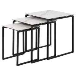 Sohome Bijzettafel Matalie - Keramiek - Set Van 3 Stuks - Wit