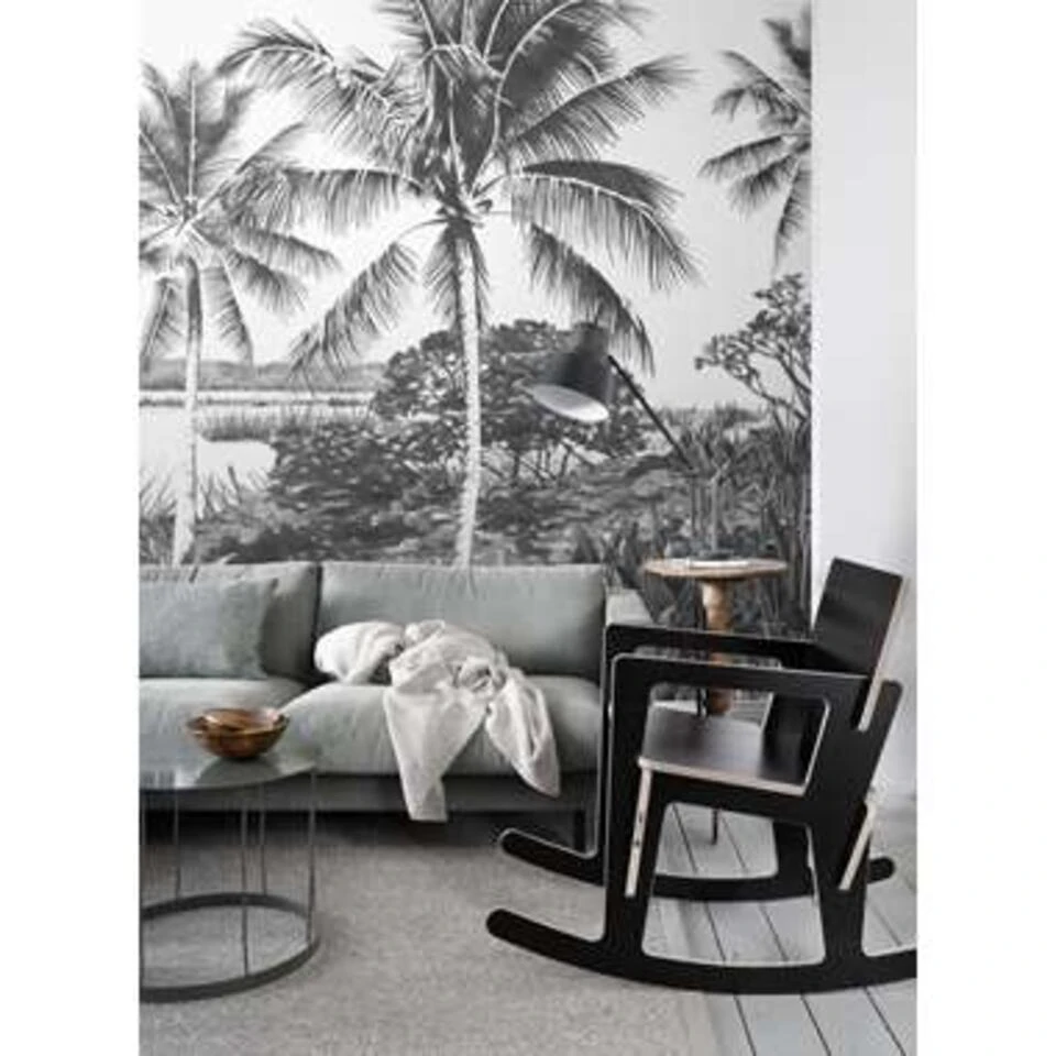 ESTAhome Fotobehang - Tropisch Landschap - Zwart Wit - 4.185 X 2.79 M 4 ESTAhome Fotobehang - Tropisch Landschap - Zwart Wit - 4.185 X 2.79 M - Afbeelding 4