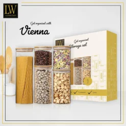 LW Collection Voorraadpotten Glas 5 Stuks Met Bamboe Deskel 5 LW Collection Voorraadpotten Glas 5 Stuks Met Bamboe Deskel -Tafel Trend Goedkope Winkel 252f0e885761417e8aac82bca526b67e