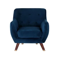 Beliani Fauteuil BODO - Blauw Fluweel -Tafel Trend Goedkope Winkel 3104db92ac52462a93c2dfffe835315a