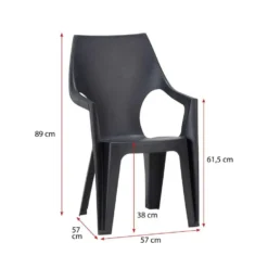 Keter - Stapelstoel Dante Hoge Rug - Donkergrijs - 89x57x57 Cm -Tafel Trend Goedkope Winkel 50100437 9601