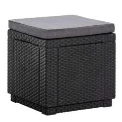 Keter Allibert Hocker/voetenbankje Cube Incl. Kussen - Grijs - 39x42x42 Cm