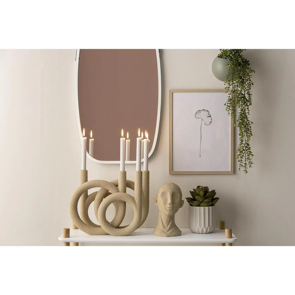 PRESENT TIME Kandelaar Rings - Polyresin - Zandbruin - 38x14,5x30cm 2 PRESENT TIME Kandelaar Rings - Polyresin - Zandbruin - 38x14,5x30cm - Afbeelding 2